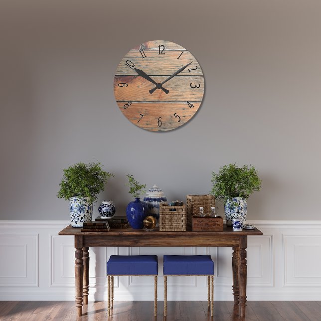 Horloge Ronde Panneaux en bois Brown (Créateur téléchargé)