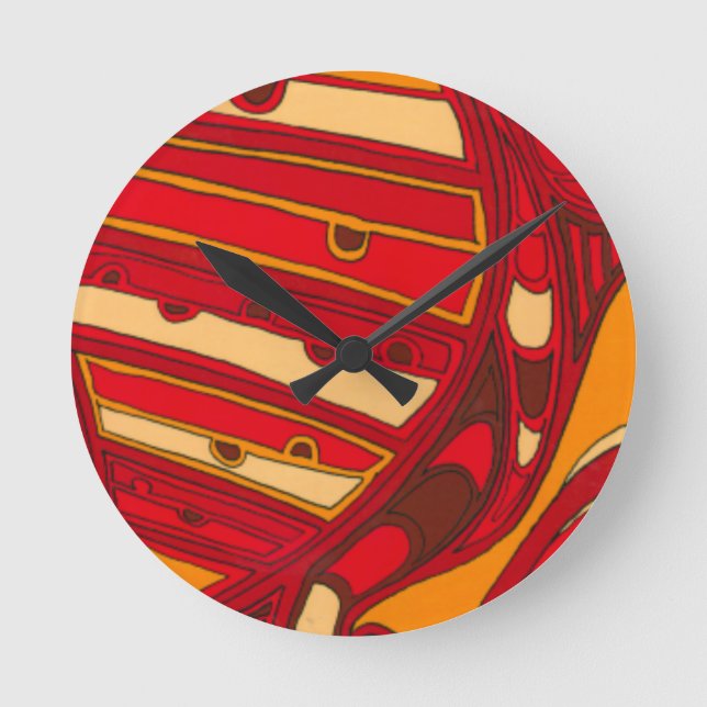 Horloge Ronde Panneaux orange Abstraits (Recto)