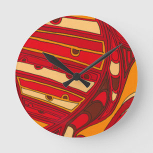 Horloge Ronde Panneaux oranges abstraits
