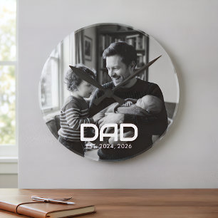 Horloge Ronde Papa a établi une photo en noir et blanc gras