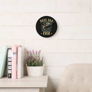 Horloge Ronde Papa de basse à jamais Pêcheur Fête des Pères