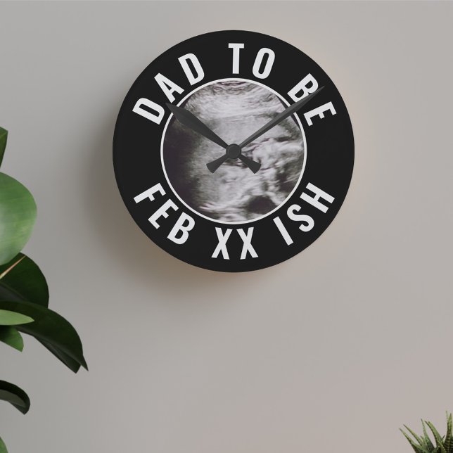 Horloge Ronde Papa doit être personnalisé Ultrasonic Photo Horlo (Surprise the Dad to be with this clock! He'll not be expecting that)