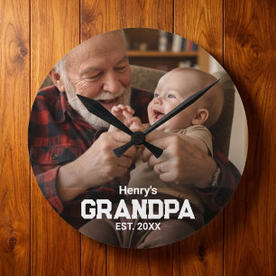 Horloge Ronde Papi moderne Établ. Nom Année Photo Noir
