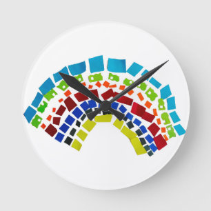Horloge Ronde Papier arc en ciel