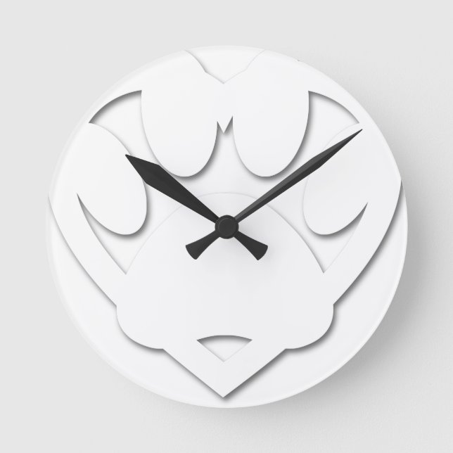 Horloge Ronde Papier Coupe Chien Paw Et Forme Coeur (Recto)