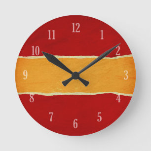 Horloge Ronde Papier d'emballage déchiré par rouge de Noël
