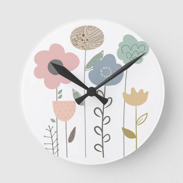 Horloge Ronde Papier peint Abstrait floral Boho (Recto)