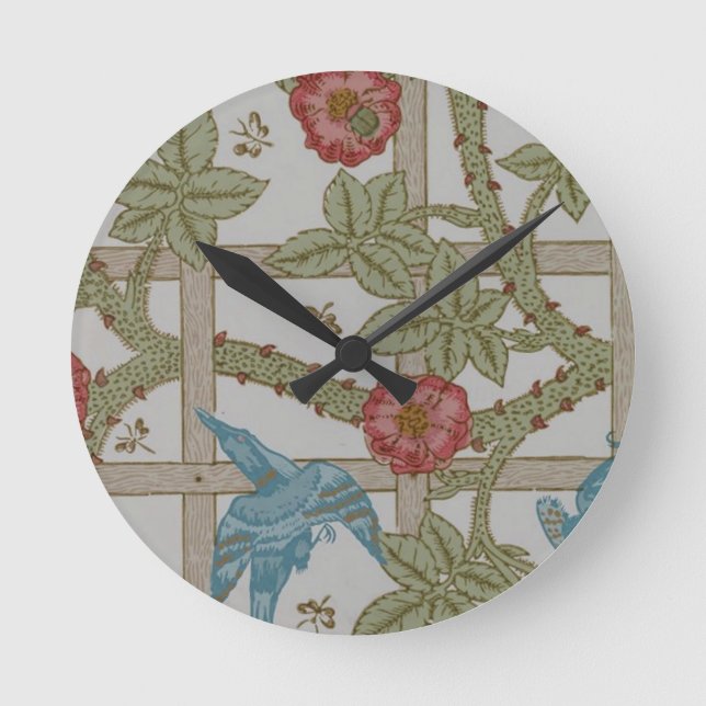 Horloge Ronde Papier peint en treillis de William Morris (Recto)