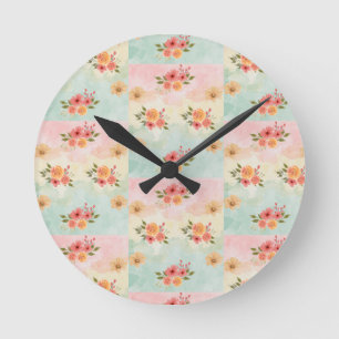 Horloge Ronde Papier peint floral botanique rétro pour décoratio