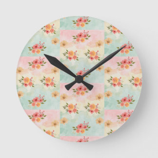Horloge Ronde Papier peint floral botanique rétro pour décoratio