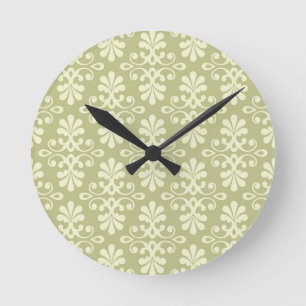 Horloge Ronde Papier peint floral de damassé