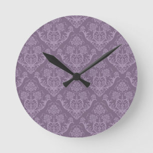 Horloge Ronde Papier peint floral pourpre
