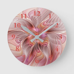 Horloge Ronde Papillon coloré abstrait art fantastique fractal