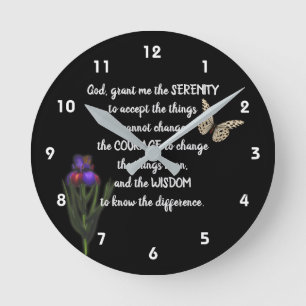 Horloge Ronde Papillon Fleur Prière Sérénité Inspiration