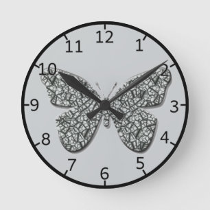 Horloge Ronde Papillon noir et blanc élégant