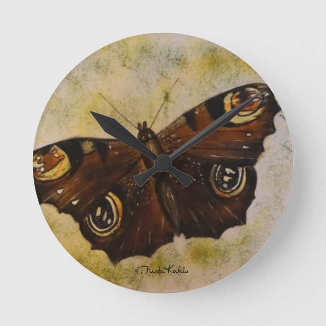 Horloge Ronde Papillon peint Frida Kahlo (Recto)