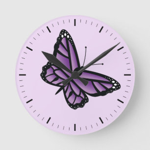Horloge Ronde Papillon pourpre