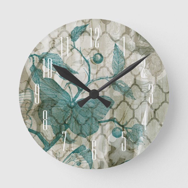Horloge Ronde Papillons arabes V (Recto)