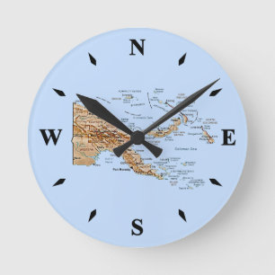 Horloge Ronde Papouasie Nouvelle-Guinée Map Clock
