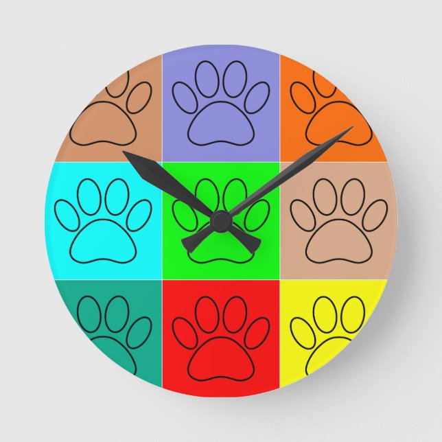 Horloge Ronde Paquets De Chiots Mignons En Carré (Recto)