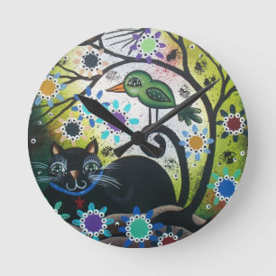 Horloge Ronde Par le jour de Lori Everett_ du chat mort et noir,
