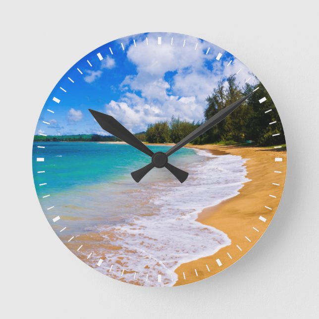 Horloge Ronde Paradis balnéaire tropical, Hawaii (Recto)