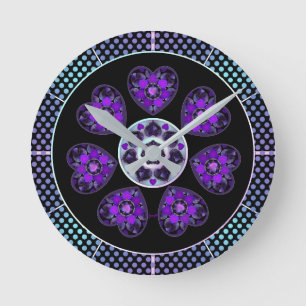 Horloge Ronde Parapluie violet & coeurs .7