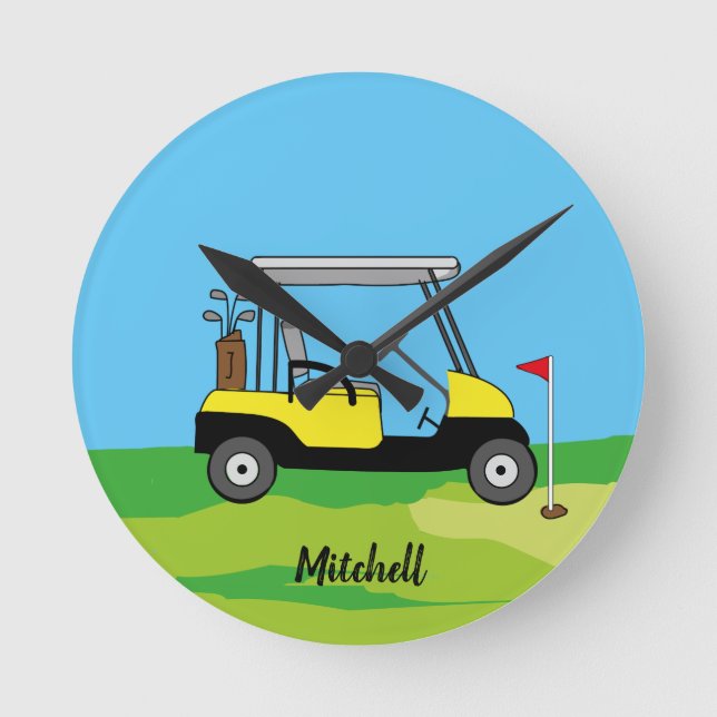 Horloge Ronde Parcours de golf amusant Panier personnalisé (Recto)