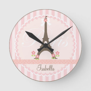 Horloge Ronde Paris au printemps Girly