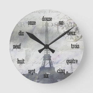Horloge Ronde Paris texturé dans l'horloge murale de Lavender
