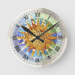 Horloge Ronde Park Guell Mosaics Wall Clock