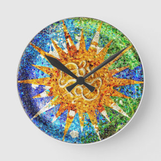Horloge Ronde Park Guell Mosaics Wall Clock