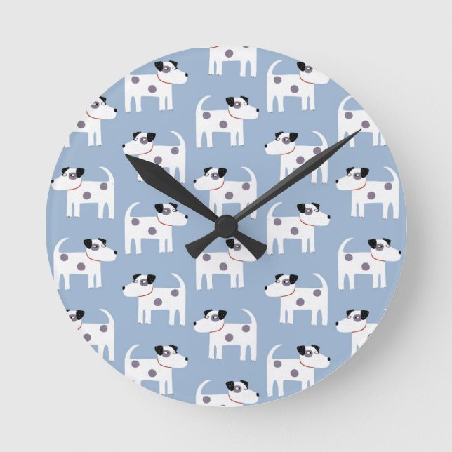Horloge Ronde Parson Jack Russell Terrier Chien Motif bleu (Recto)