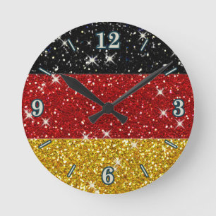 Horloge Ronde Parties scintillant Allemagne Drapeau avec étincel