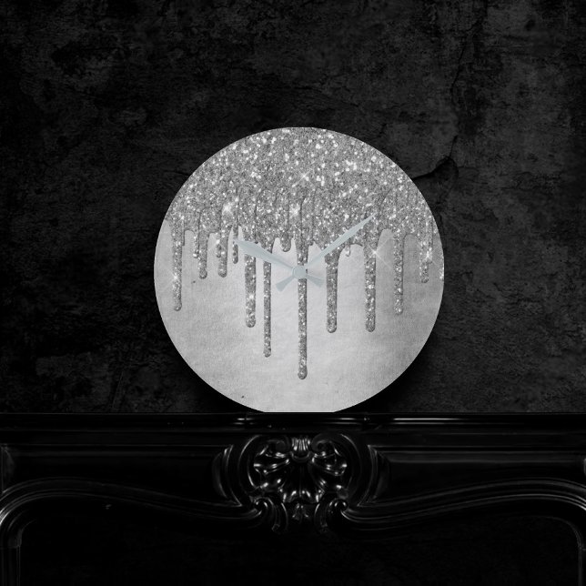 Horloge Ronde Parties scintillant d'argent de dépôt | Platinum F (Créateur téléchargé)
