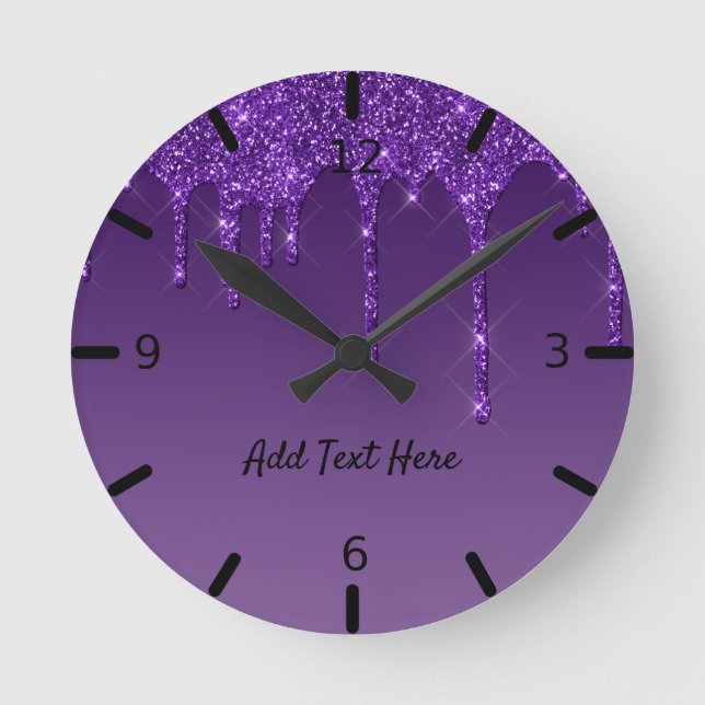 Horloge Ronde Parties scintillant de séchage mignonne personnali (Recto)