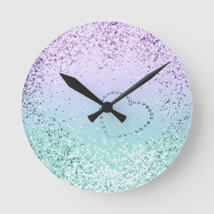 Horloge Ronde Parties scintillant des filles MERMAID Étincelant