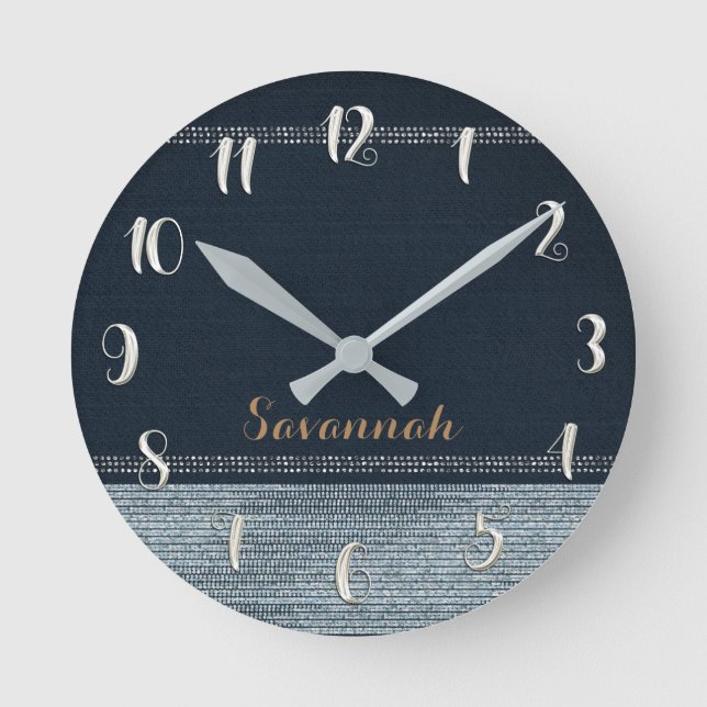 Horloge Ronde Parties scintillant des séquences de glam de Denim (Recto)