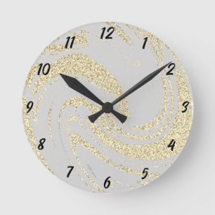 Horloge Ronde Parties scintillant d'or Vave Motif Beige Ivory Cr