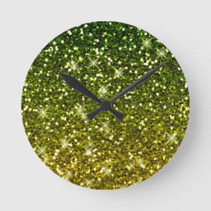 Horloge Ronde Parties scintillant dorées foncées chatoyantes