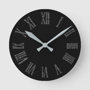 Horloge Ronde Parties scintillant en graphite noir Gris Argent M