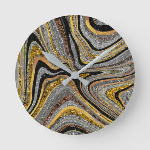 Horloge Ronde Parties scintillant en verre étincelante en marbre