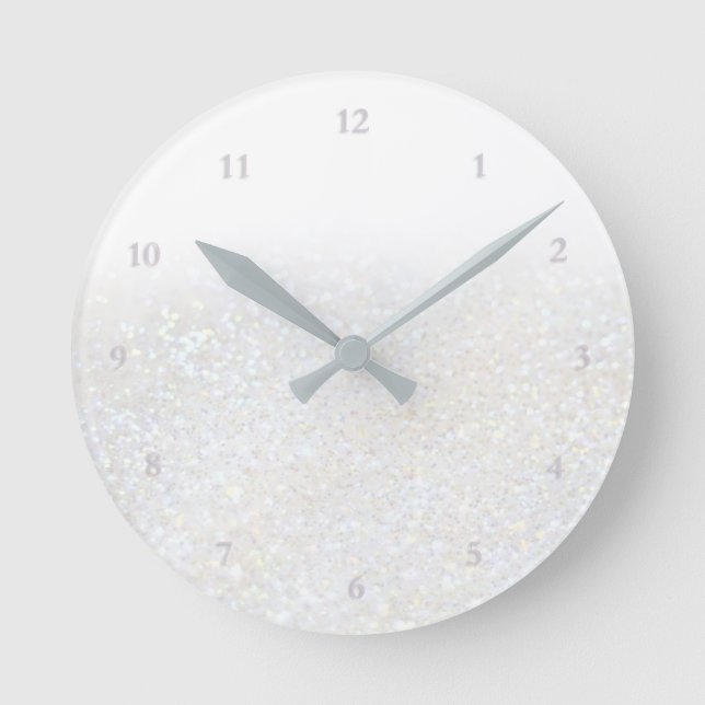 Horloge Ronde parties scintillant fausse blanche (Recto)