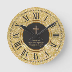 Horloge Ronde Parties scintillant Gold Elegant Pastor Priest Chu