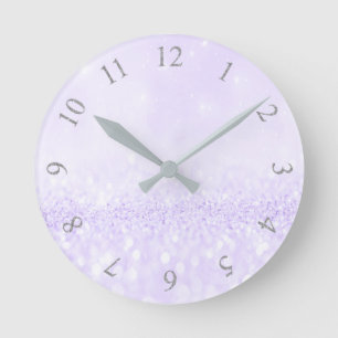 Horloge Ronde Parties scintillant gris argent Lavande mineure vi
