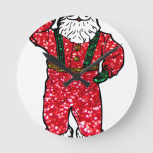 Horloge Ronde parties scintillant noir santa claus