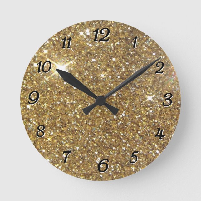 Horloge Ronde Parties scintillant Or de luxe - Image imprimée (Recto)