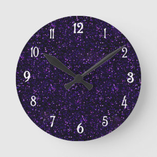 Horloge Ronde Parties scintillant pourpre d'Améthyste foncé