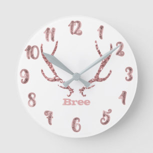 Horloge Ronde Parties scintillant rose Antlers Rose Gold Glam pe