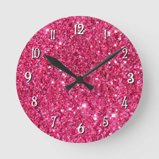 Horloge Ronde Parties scintillant rose-chaud